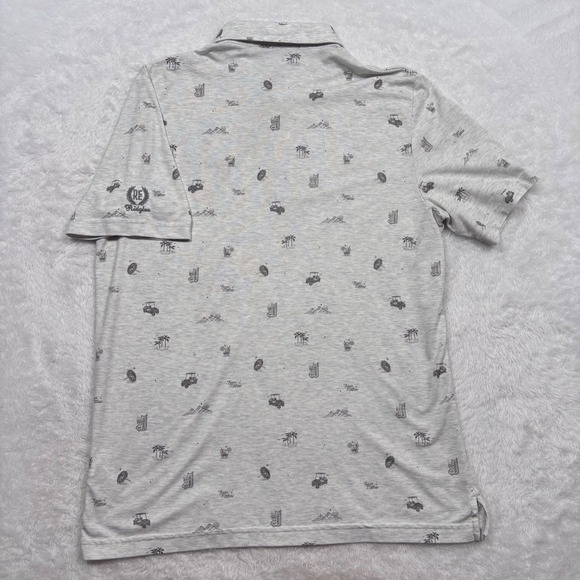 Travis Mathew Polo Men XL (FIT M) Gray Stolen Time Tropical Golf Cart Ridglea - Picture 4 of 13